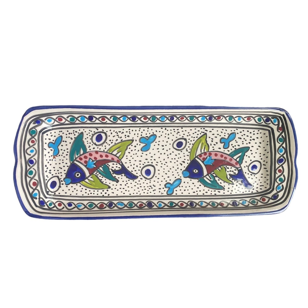 Poterie Slama Handmade in Tunisia Rectangular Platter 13-3/4" x 5-3/8"